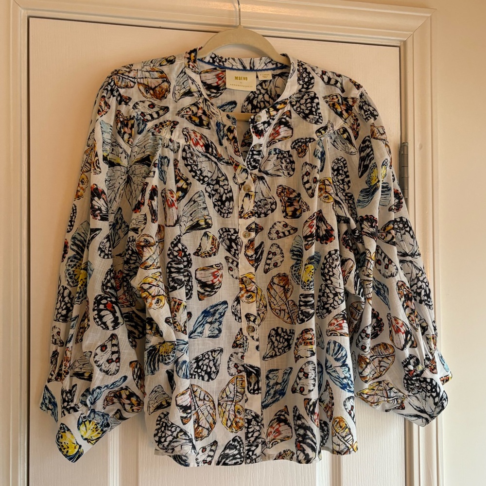 Anthropologie Maeve Butterfly Blouse